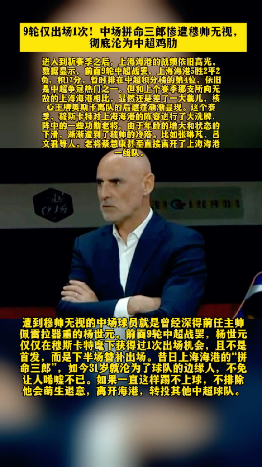 中超球队球员失常，主帅展开严厉批评
